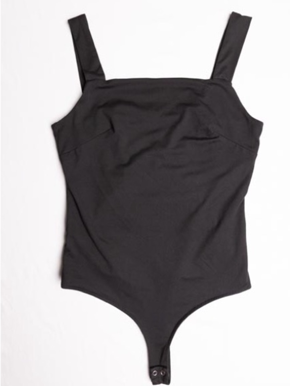 REORIA Black Square Neck Sleeveless Tank Top Bodysuit Double Lined Size Large L